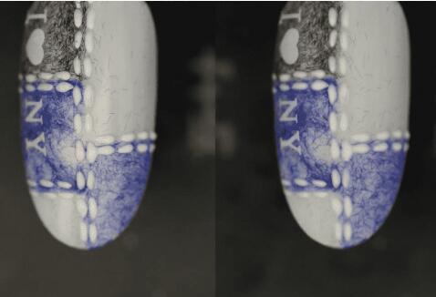 南寧美甲學校：藍色格子絲絨美甲