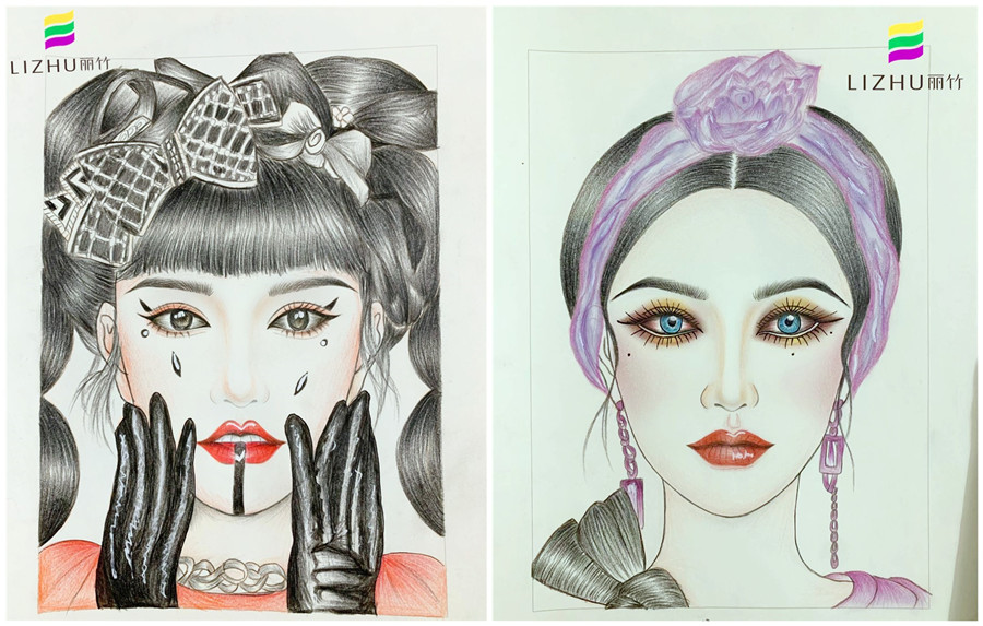 美人紙妝圖繪畫，南寧化妝學(xué)校排行前十作品