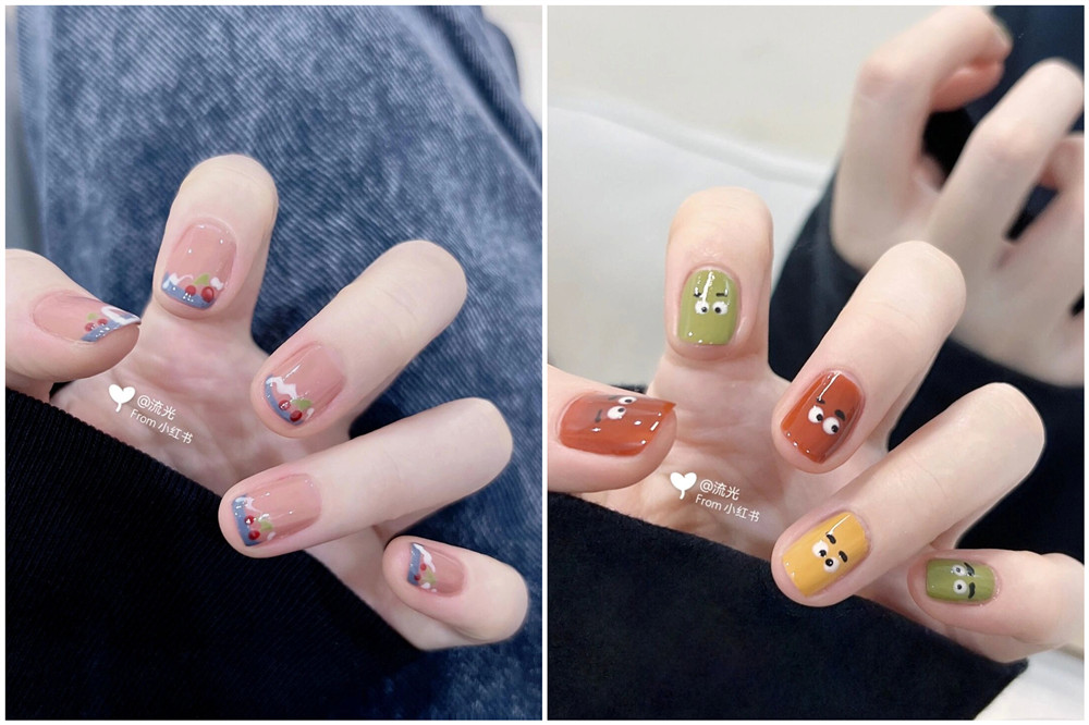 夏日涂鴉風(fēng)美甲分享，廣西網(wǎng)紅美甲培訓(xùn)推薦