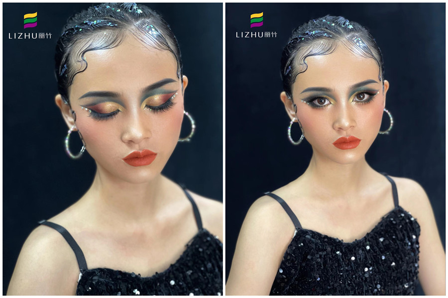 拉丁舞妝容技巧，廣西造型彩妝學(xué)校真人操作