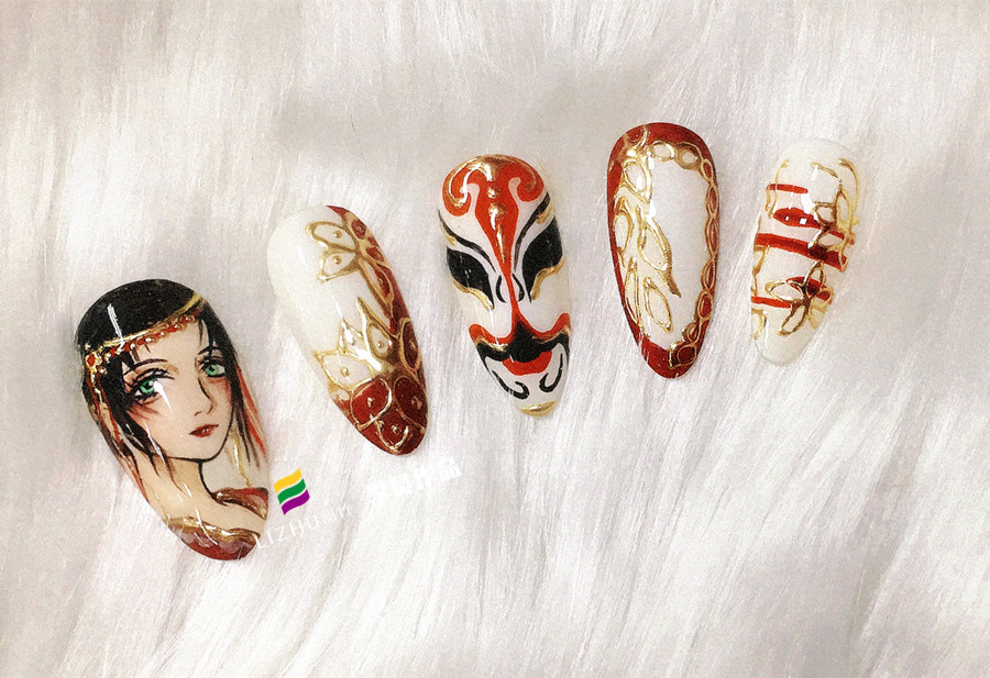 彩繪卡通美甲，廣西南寧美甲學(xué)校學(xué)員作品