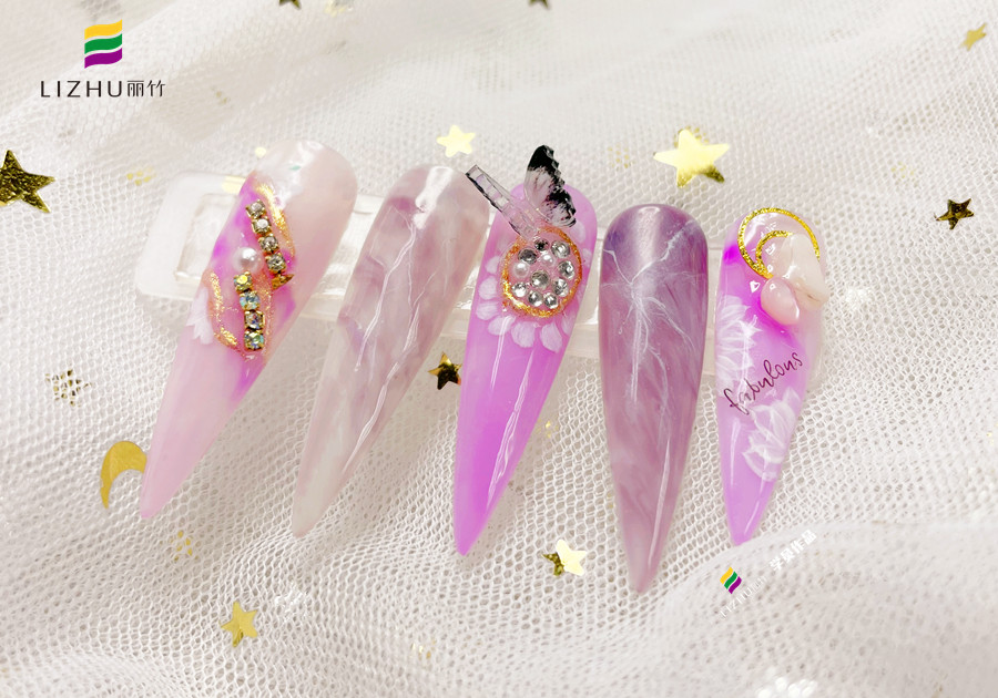 冰透蝴蝶結(jié)暈染美甲&暈染液藝術美甲 | 南寧美甲實訓作品