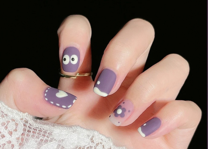 紫色美甲款式合集，?學(xué)美甲在麗竹分享