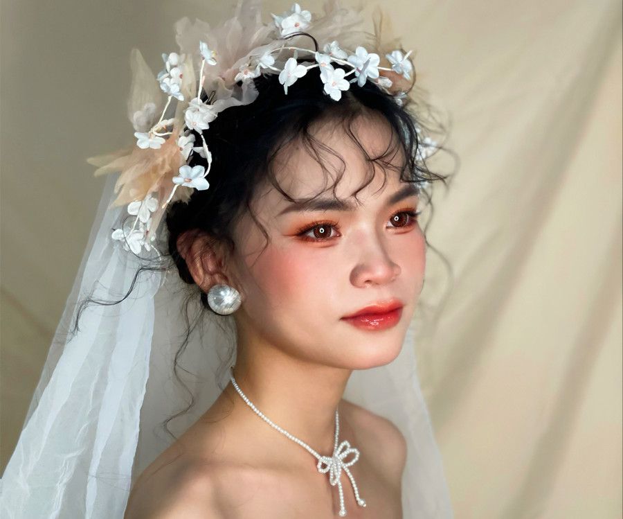 慵懶法式浪漫新娘，南寧妝容造型培訓(xùn)作品