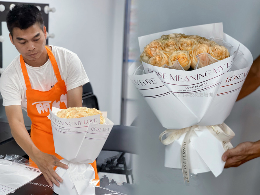 制作圓形玫瑰花束教程，零基礎學花藝培訓