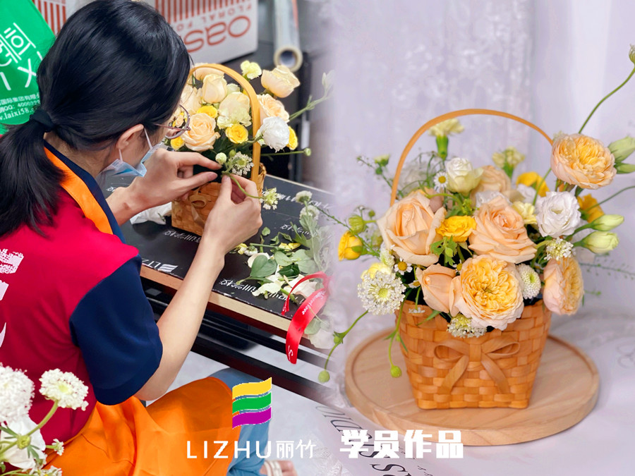 奶油系手提花籃特點，?廣西學(xué)花藝零基礎(chǔ)課程