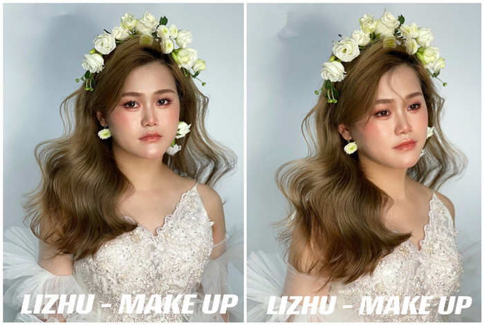 鮮花披發(fā)新娘造型，南寧新娘化妝進(jìn)修作品