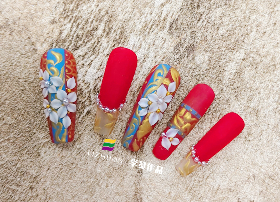 中式秀禾美甲，南寧美甲培訓(xùn)進修班作品