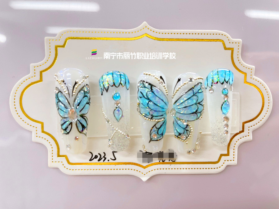 奢華蝴蝶美甲，廣西美甲造型培訓