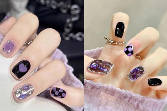 秋冬棋盤(pán)格美甲，南寧美甲師推薦