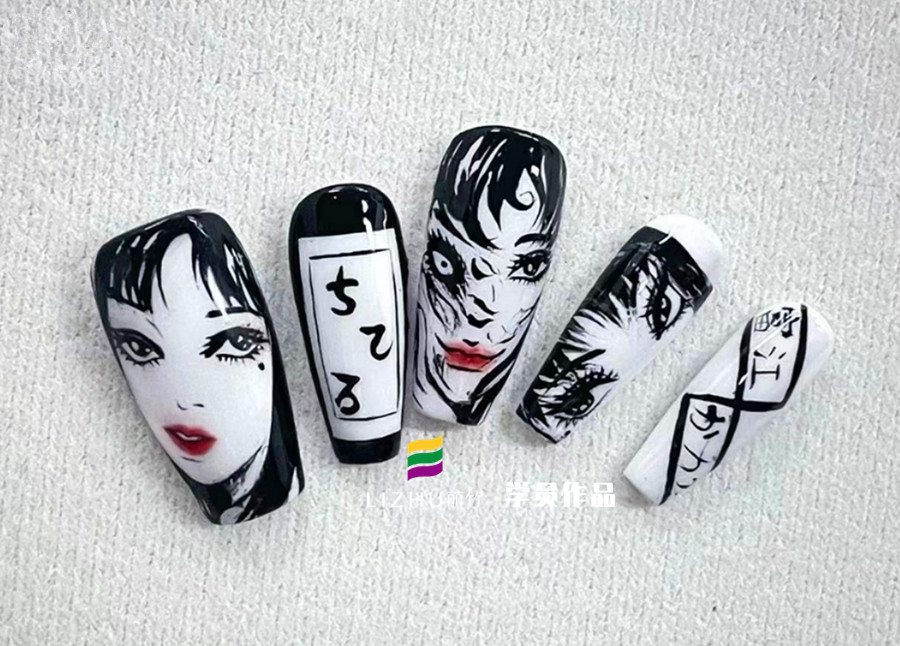 動漫《富江》美甲，廣西美甲實(shí)訓(xùn)作品