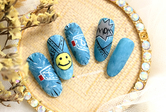 牛仔美甲&手繪美甲，南寧美甲技師學校作品