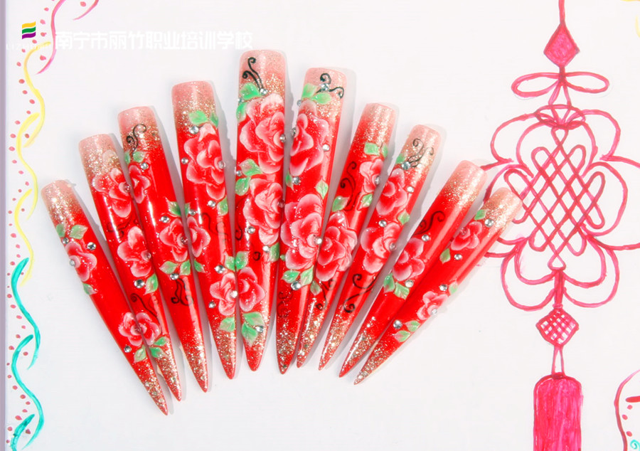 新年美甲排筆彩繪，南寧美甲學(xué)徒必學(xué)款