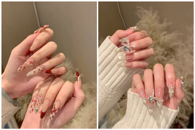 貼鉆長美甲，南寧美甲造型師學(xué)校收集整理