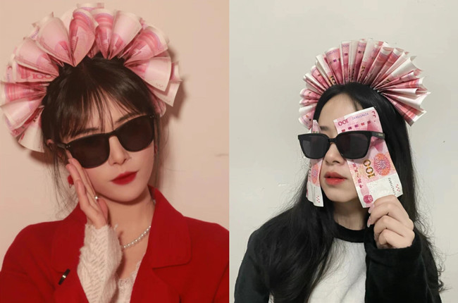  新娘簪錢花創(chuàng)意拍照，廣西彩妝寫真分享