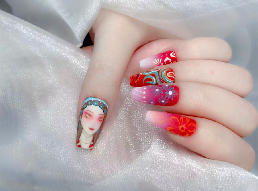 國風(fēng)花旦美甲，南寧美甲店推薦