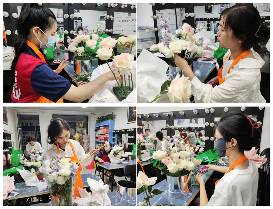 白玫瑰抱抱桶練習(xí)，廣西婚慶花藝設(shè)計(jì)培訓(xùn)課堂