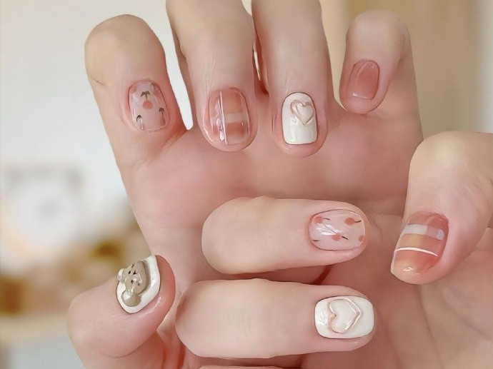 清新短甲圖片，廣西美甲店學(xué)徒推薦款