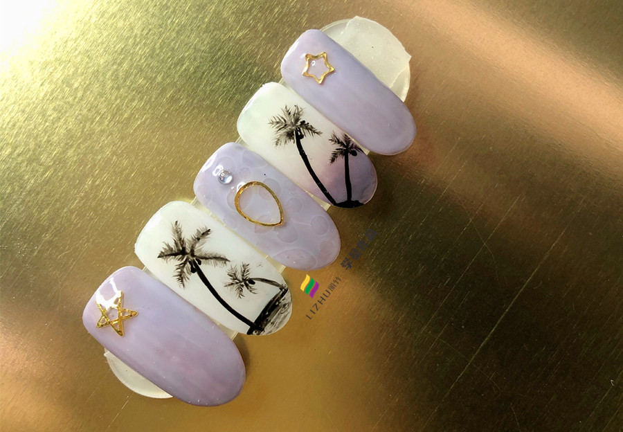 夏日椰樹美甲，零經(jīng)驗在廣西學美甲學員作品