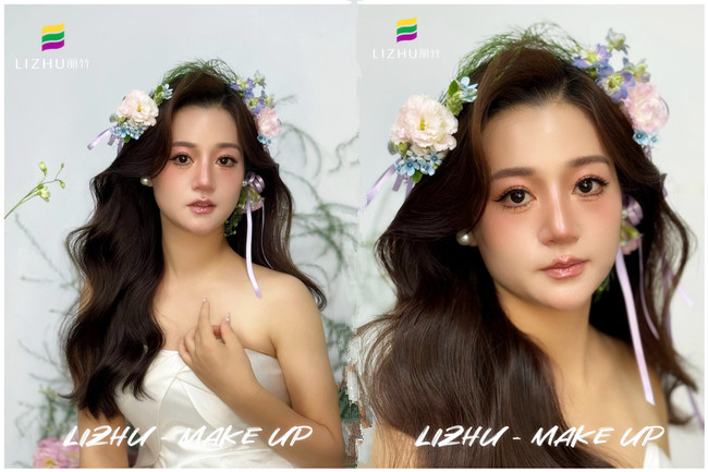 韓系鮮花新娘，廣西新娘化妝學(xué)校課堂作品