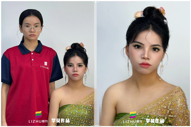 傣族少女寫真，學專業(yè)彩妝在南寧學員作品