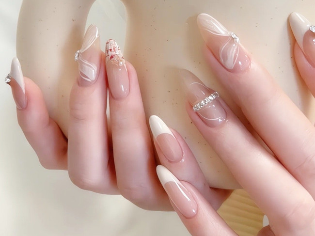 仙女風法式美甲，廣西學美甲零基礎(chǔ)