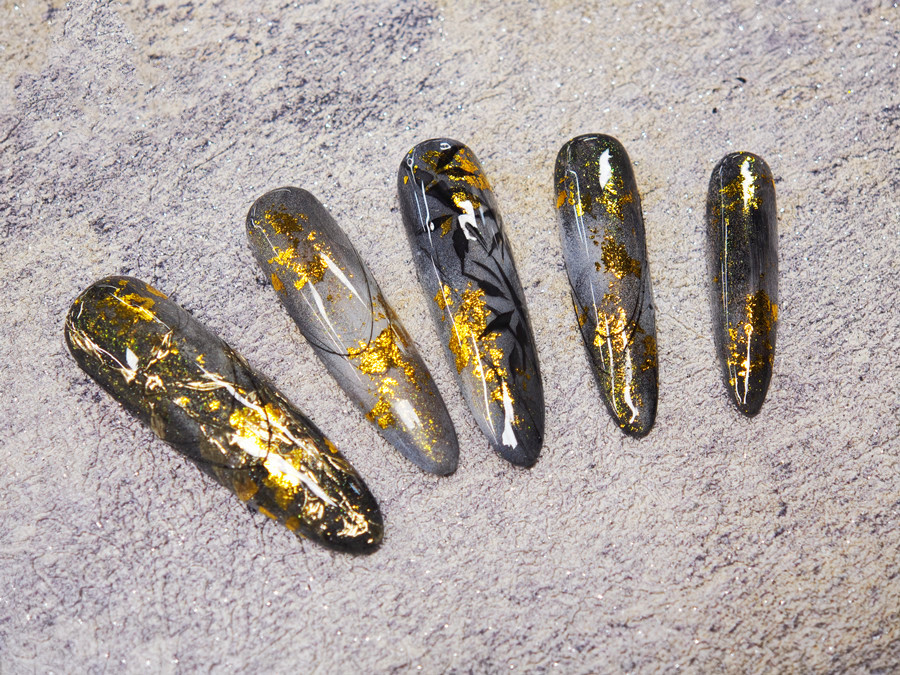 新中式竹林美甲，廣西美甲學校排名前十作品