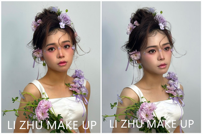 鮮花抽絲造型，南寧化妝高彩造型學校作品欣賞