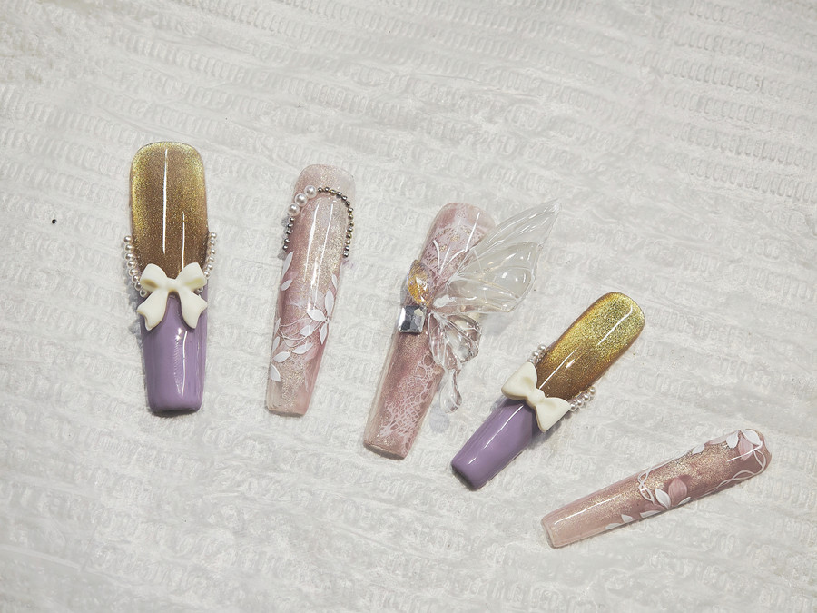 貓眼飾品蝴蝶美甲，南寧美甲培訓(xùn)新手教程