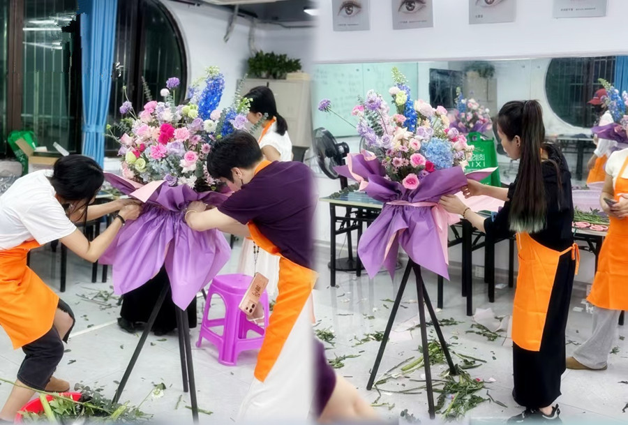 廣西開花店：開業(yè)花籃包裝手法