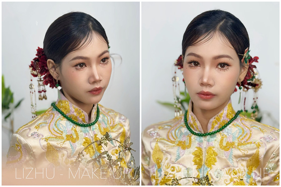 龍鳳褂新娘造型解析，廣西新娘化妝跟妝