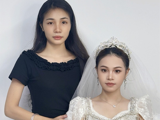 婚禮新娘造型，南寧化妝高彩班學(xué)員作品