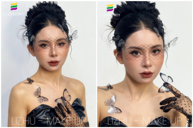 黑色蝴蝶面紗造型，廣西化妝專業(yè)課堂作品